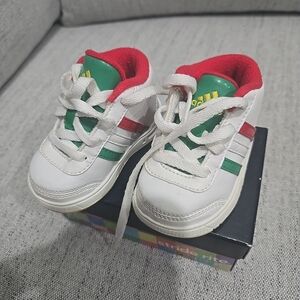 Adidas Kids Sneakers White with Green and Red Accents